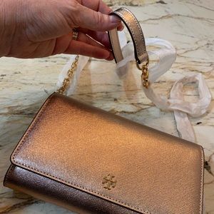 Tory Burch Rose Gold Emerson Chain Wallet